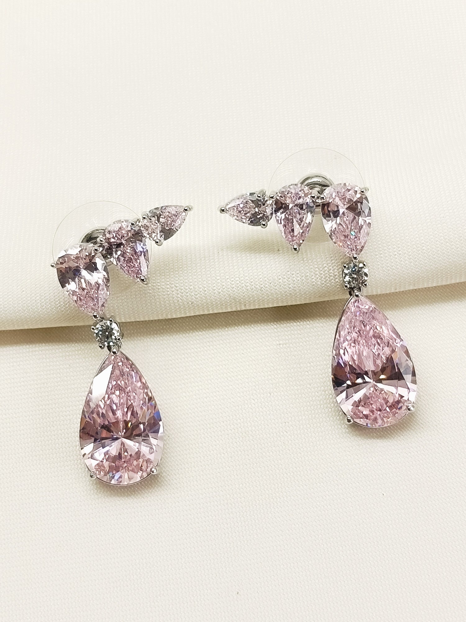Ruval Baby Pink American Diamond Earring