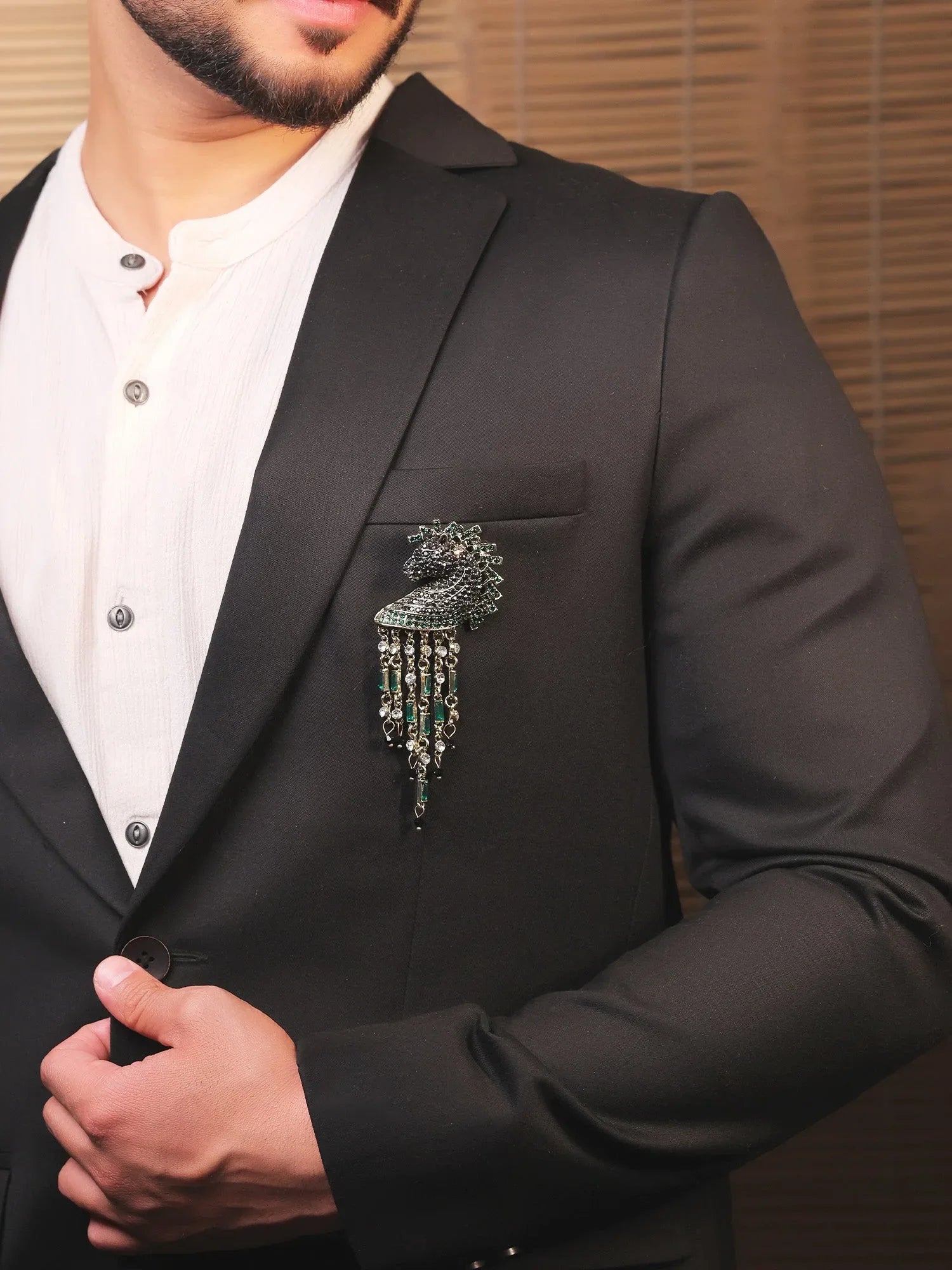 Satyam Green Horse Men's Brooch