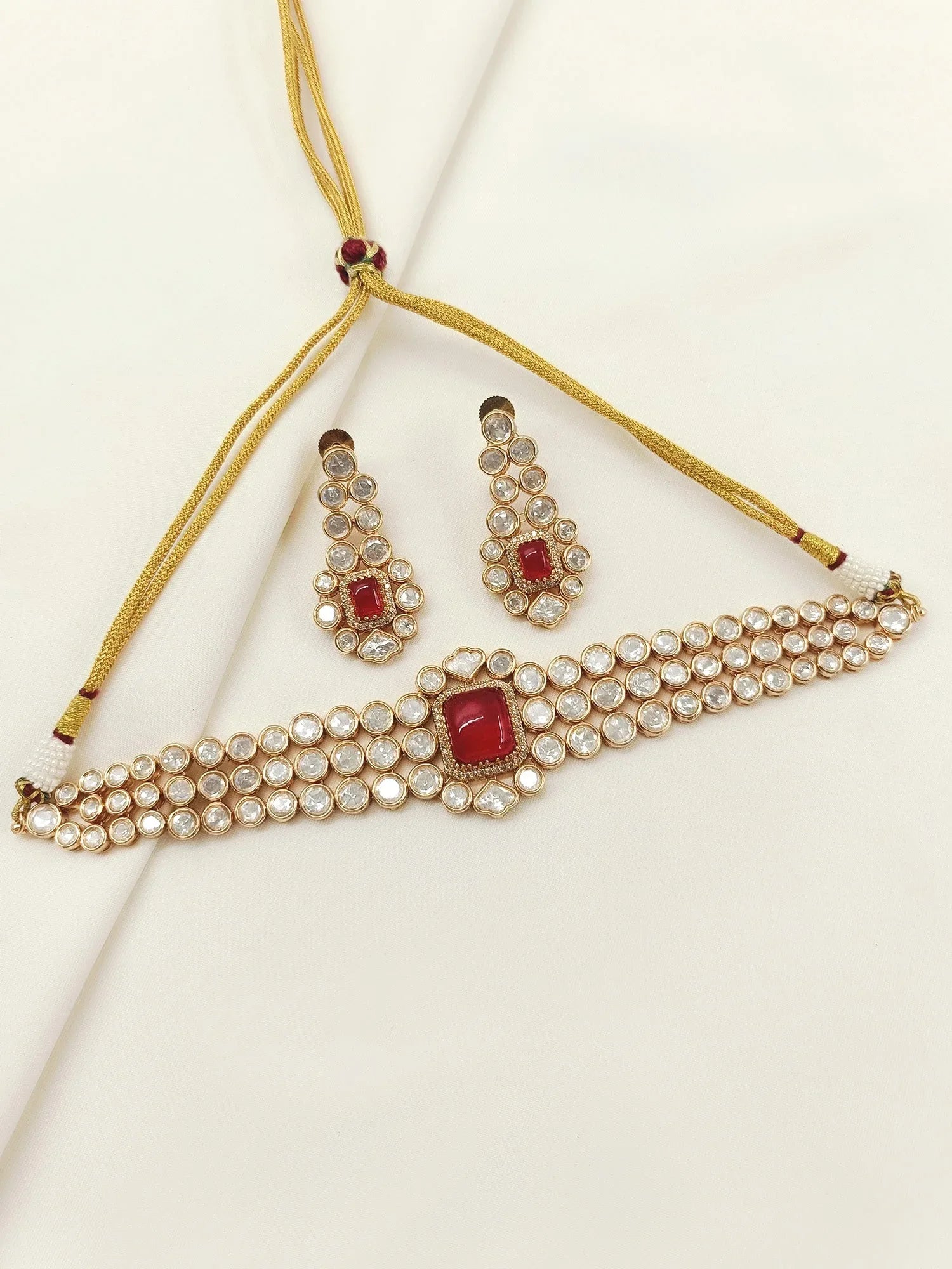 Zada Red Kundan Choker Set