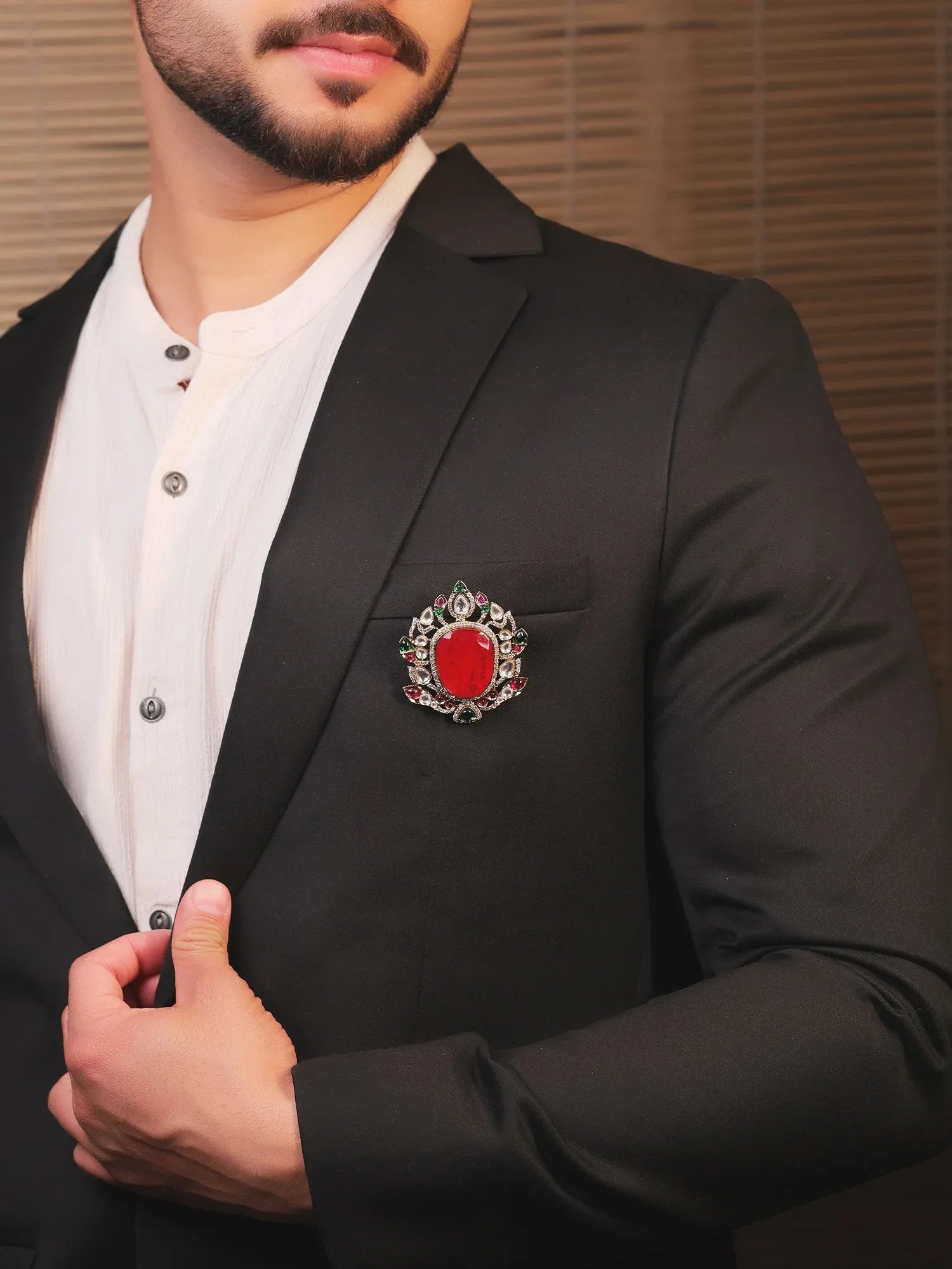 Pranit Ruby Men's Brooch