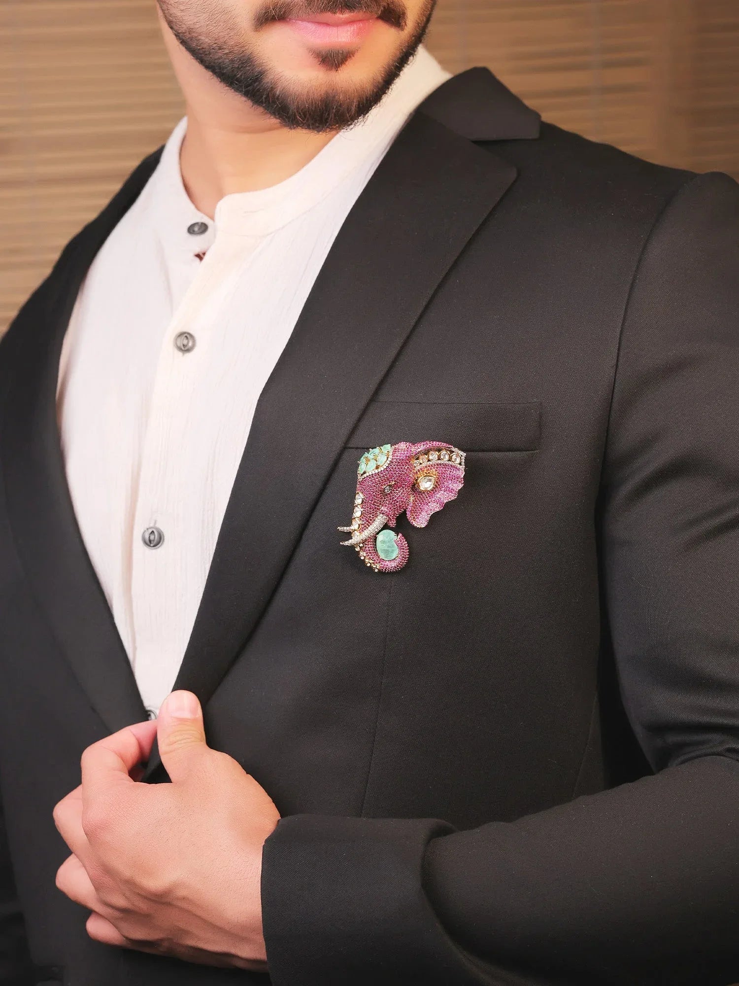 Atharv Ruby Elephant Brooch