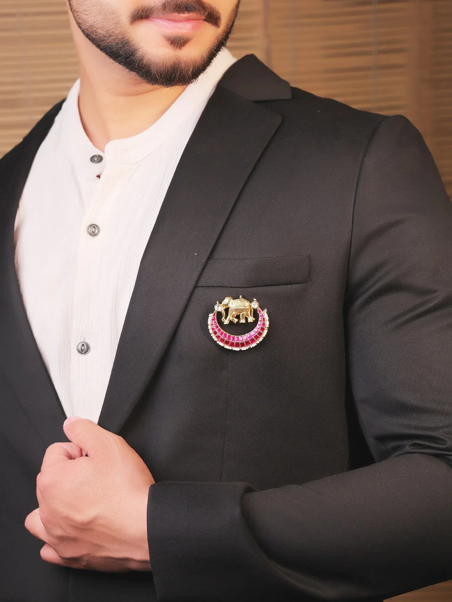 Ishaan Ruby Elephant Brooch