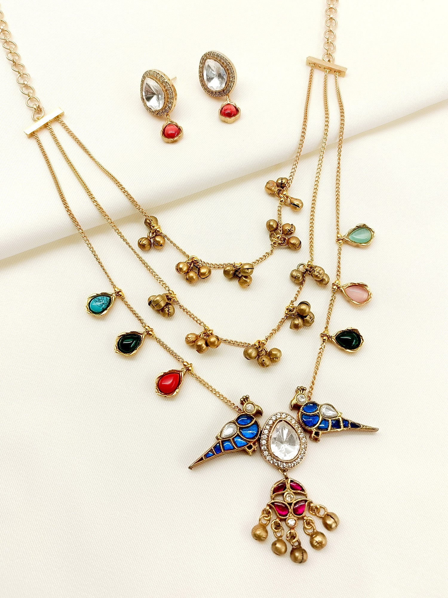 Jocelyn Multi Colour Kundan Necklace Set - qivii