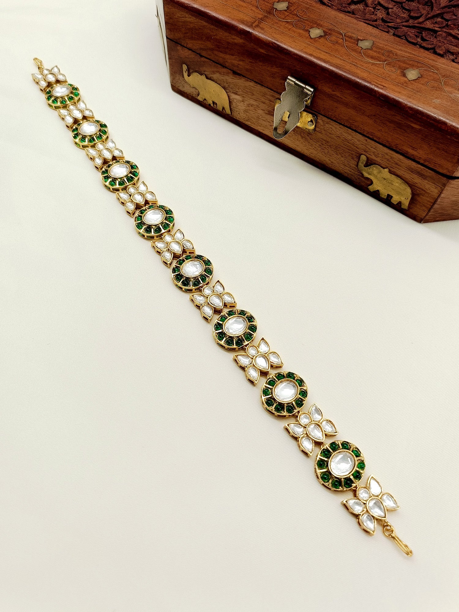 Lajvati Green Kundan Sheeshpatti