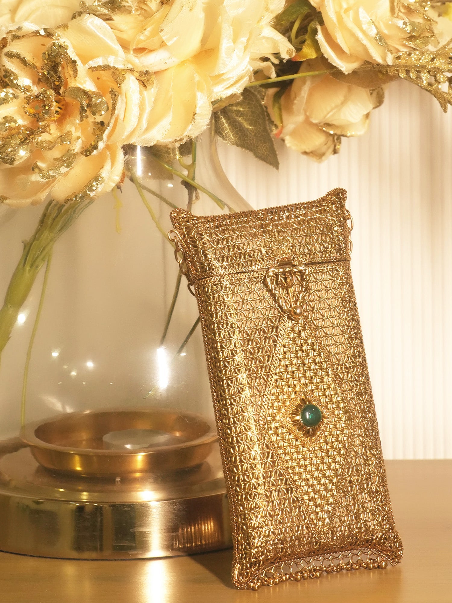 Saanvika Golden Mobile Pouch