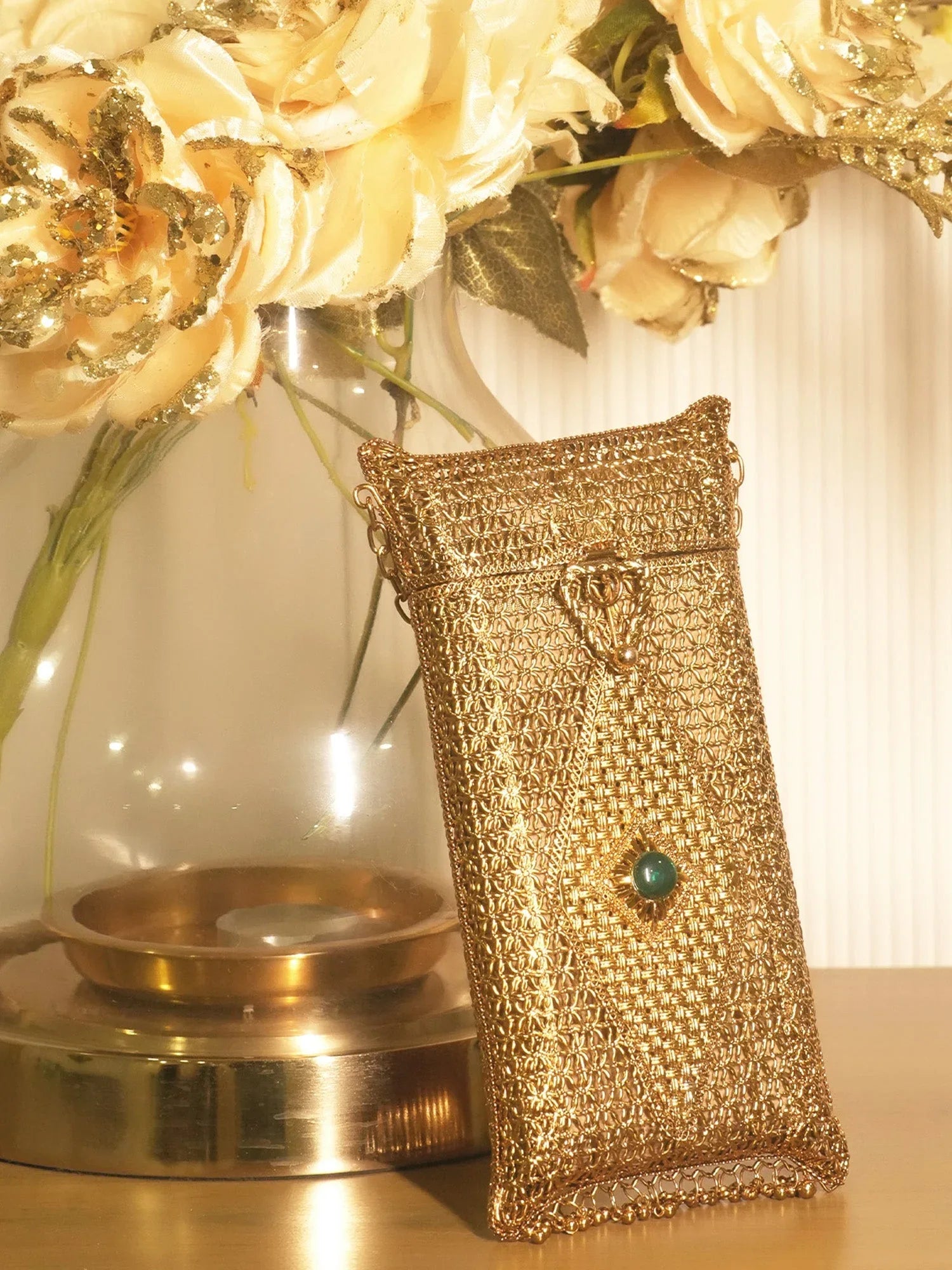 Saanvika Golden Mobile Pouch