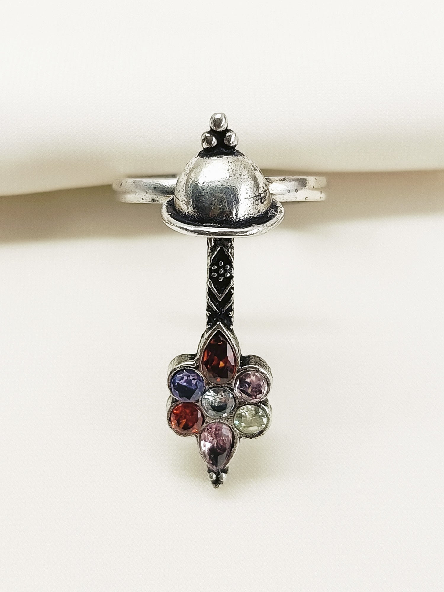 Ninarika Multi Colour Oxidized Finger Ring