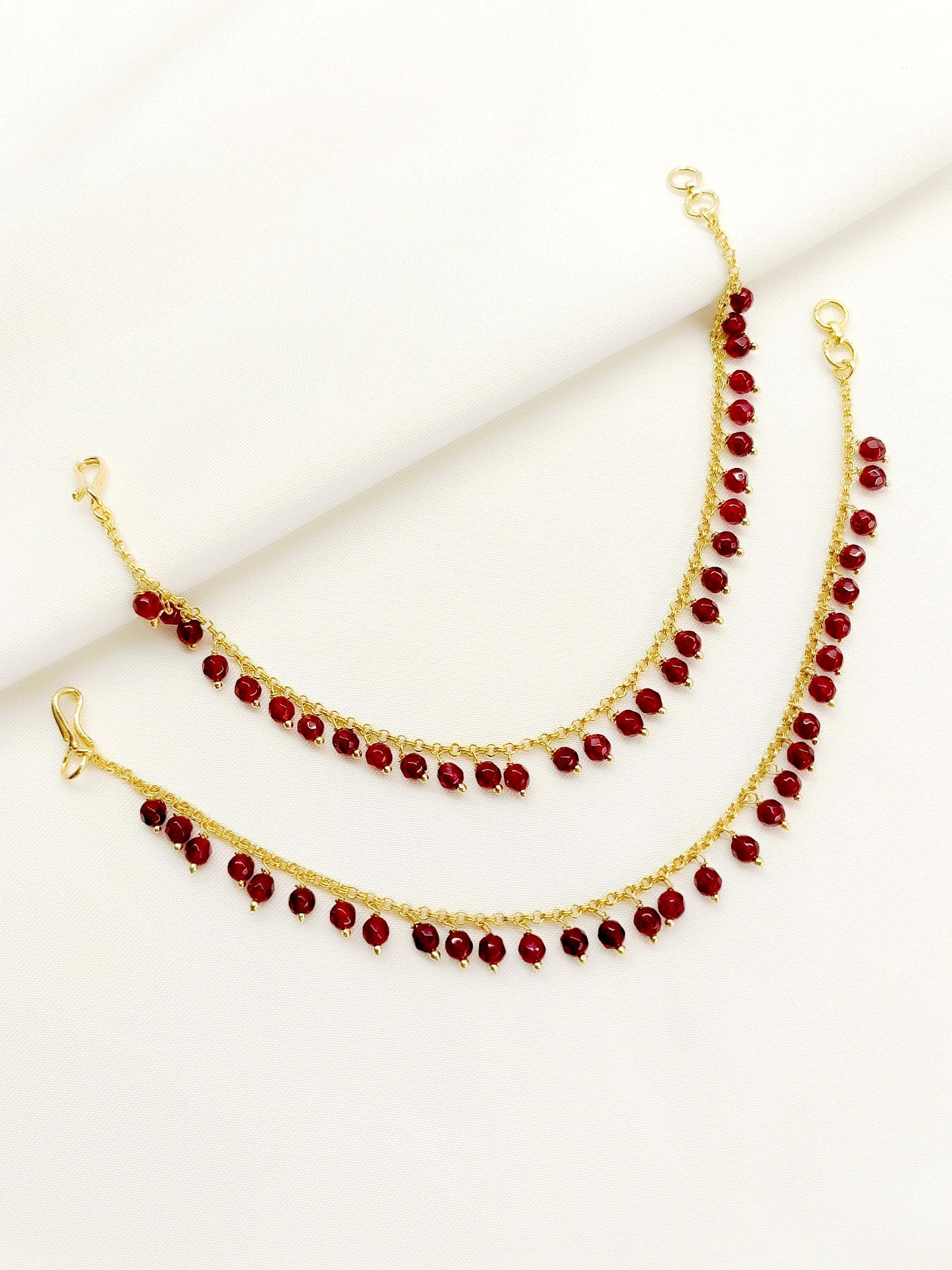 Pratigya Ruby Gold Plated Ear Chain