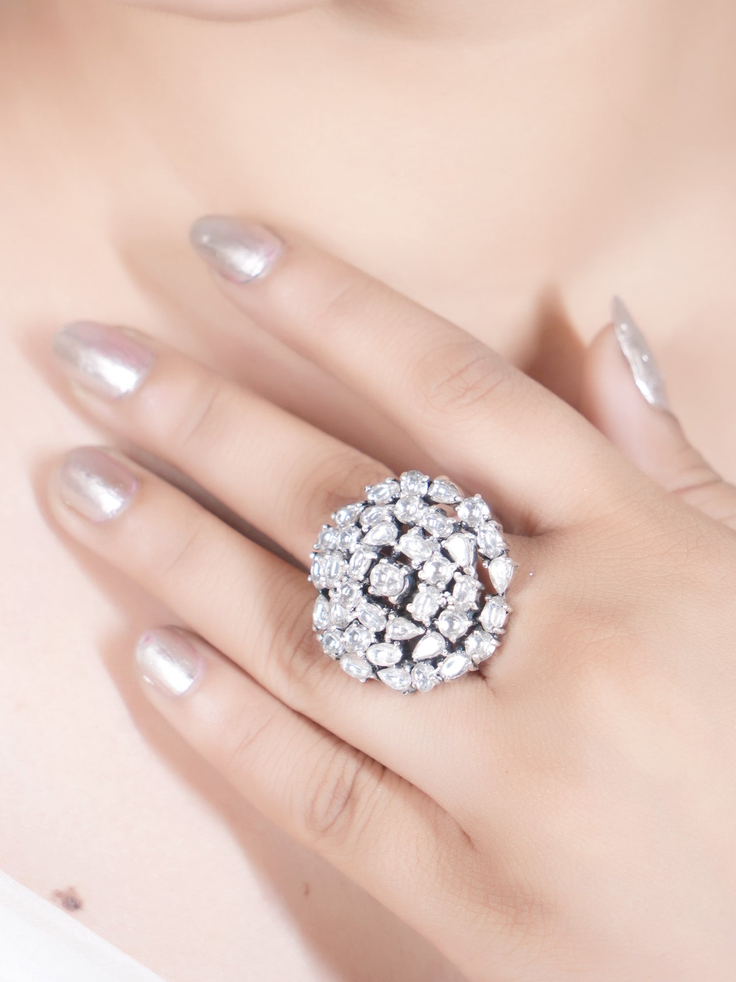 Kiansha 92.5 Silver Moissonite Finger Ring