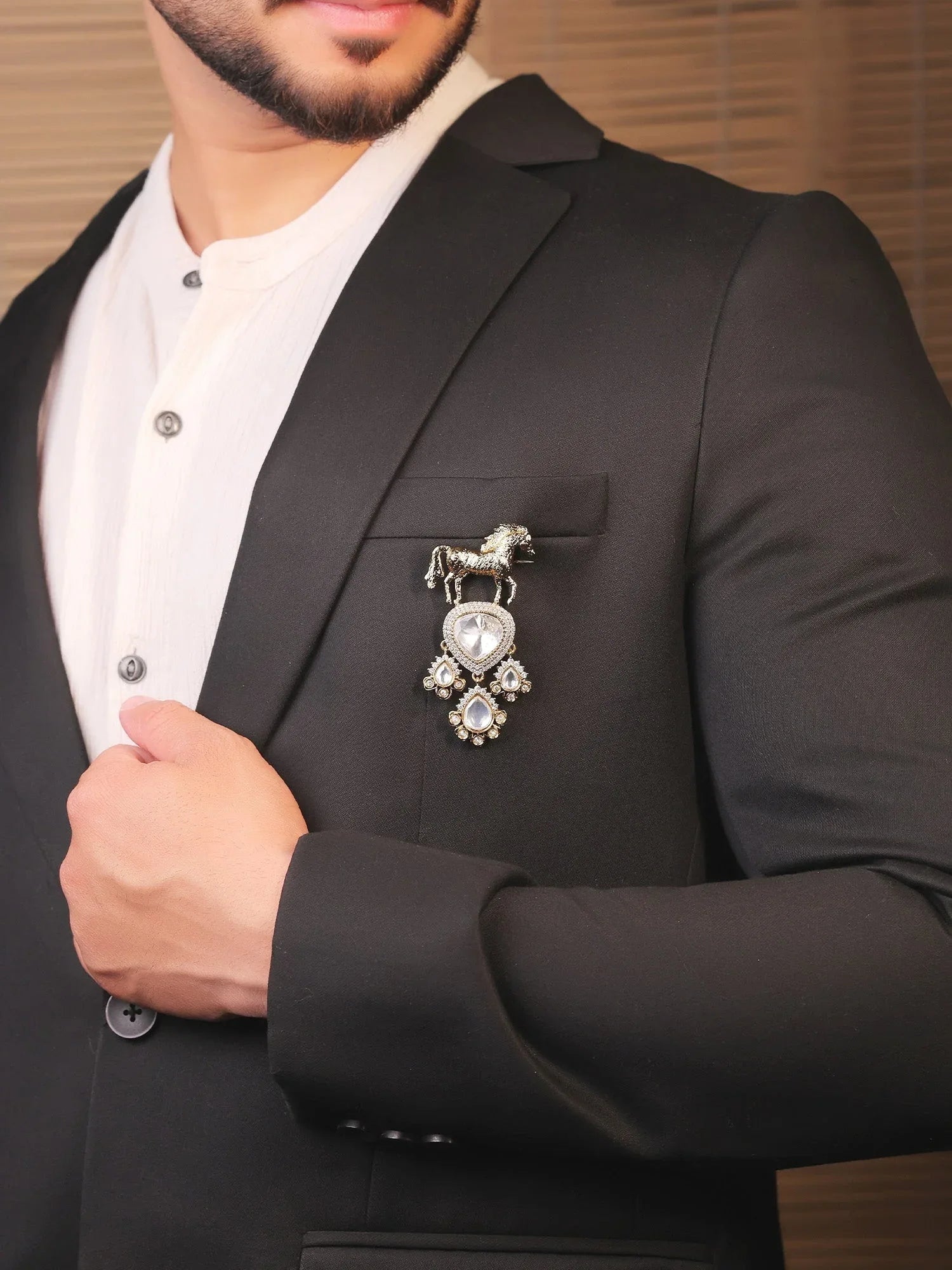 Poorav White Horse Brooch