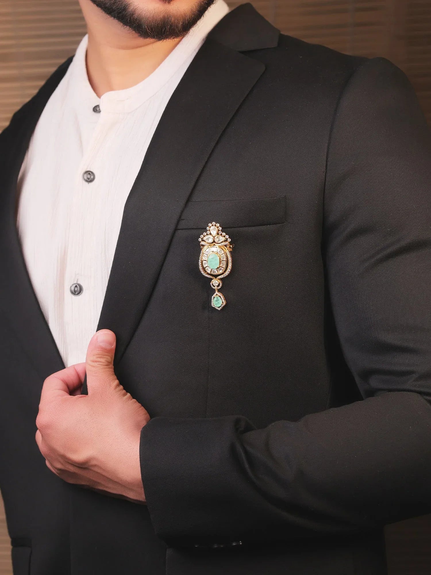 Parvesh Mint Green Men's Brooch