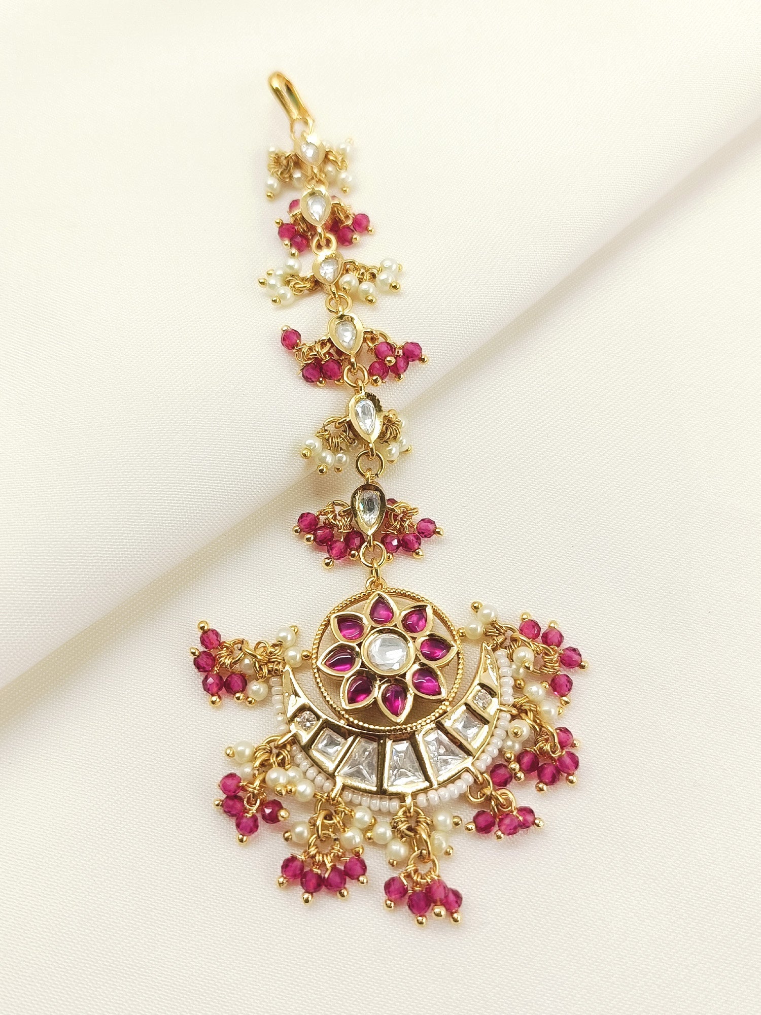 Ronika Gold Plated Rose Pink Kundan Teeka