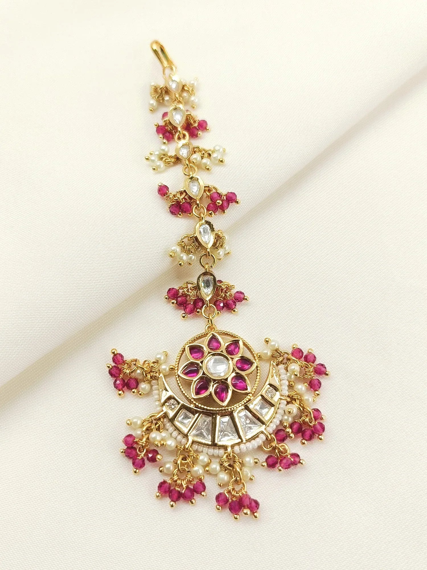 Ronika Gold Plated Rose Pink Kundan Teeka