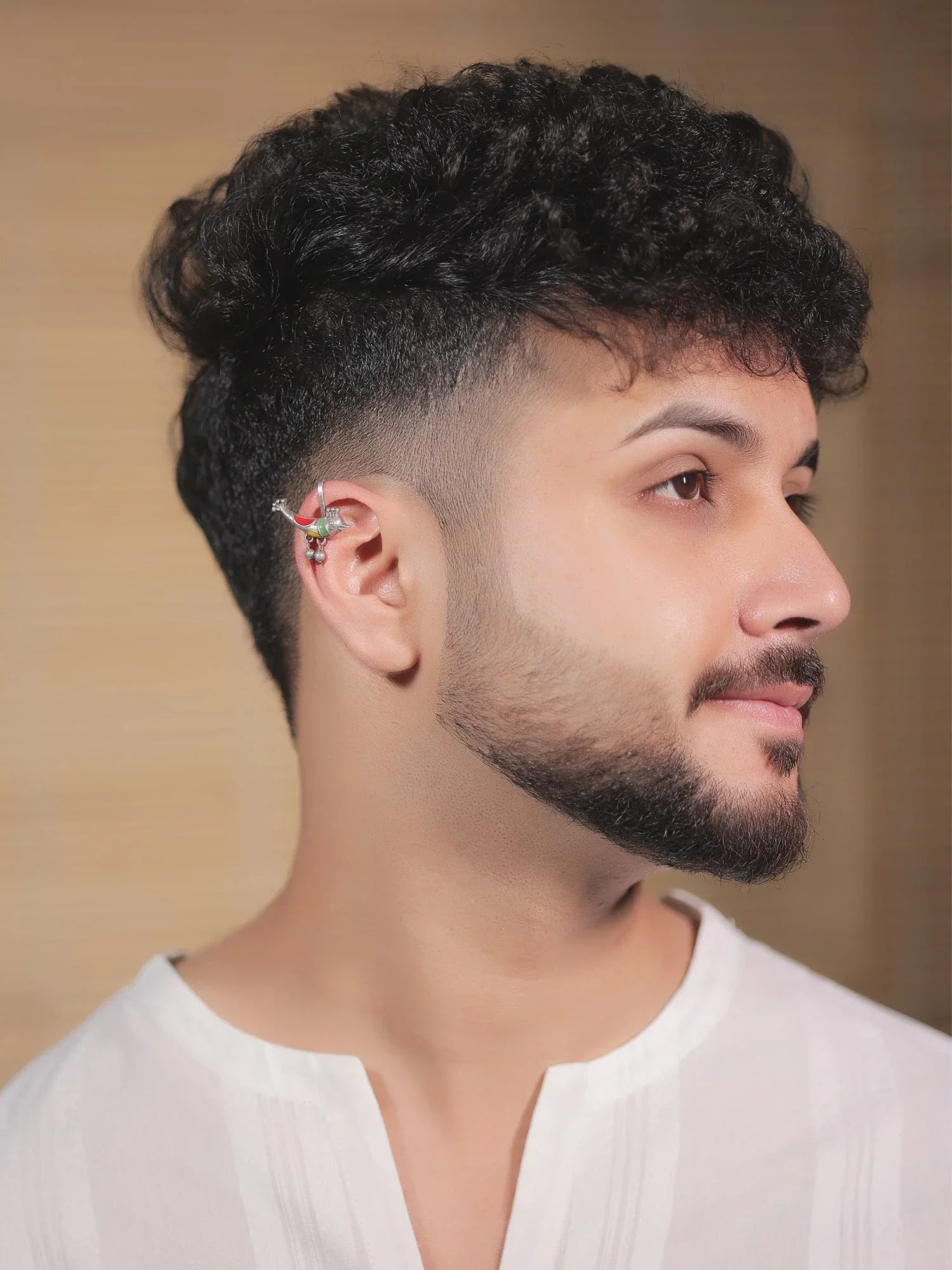 Tahira Multi Colour German Silver Bird Oxidized Earcuff