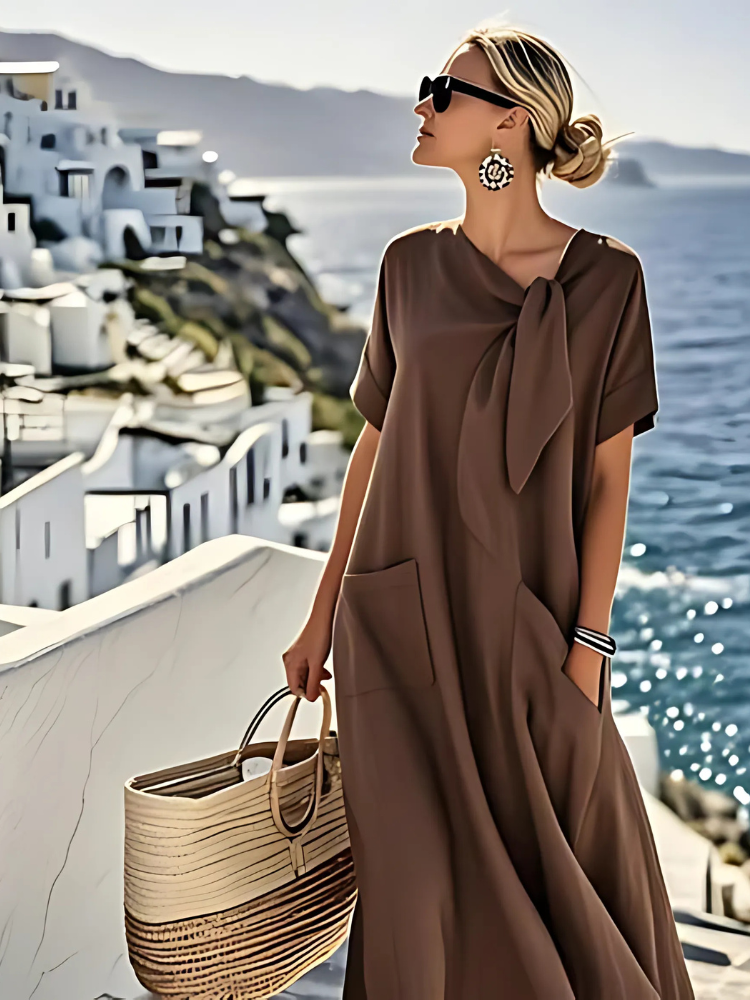 Janet | Elegant Loose Fit Summer Maxi Dress with Pockets by Qivii