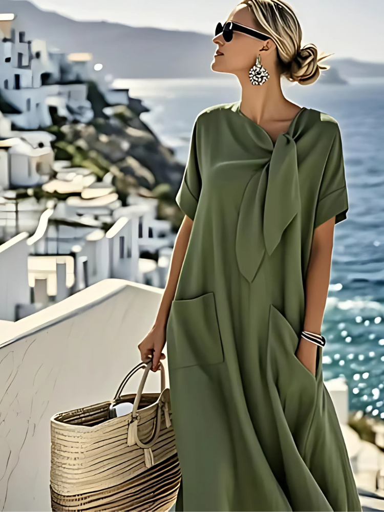 Janet | Elegant Loose Fit Summer Maxi Dress with Pockets by Qivii