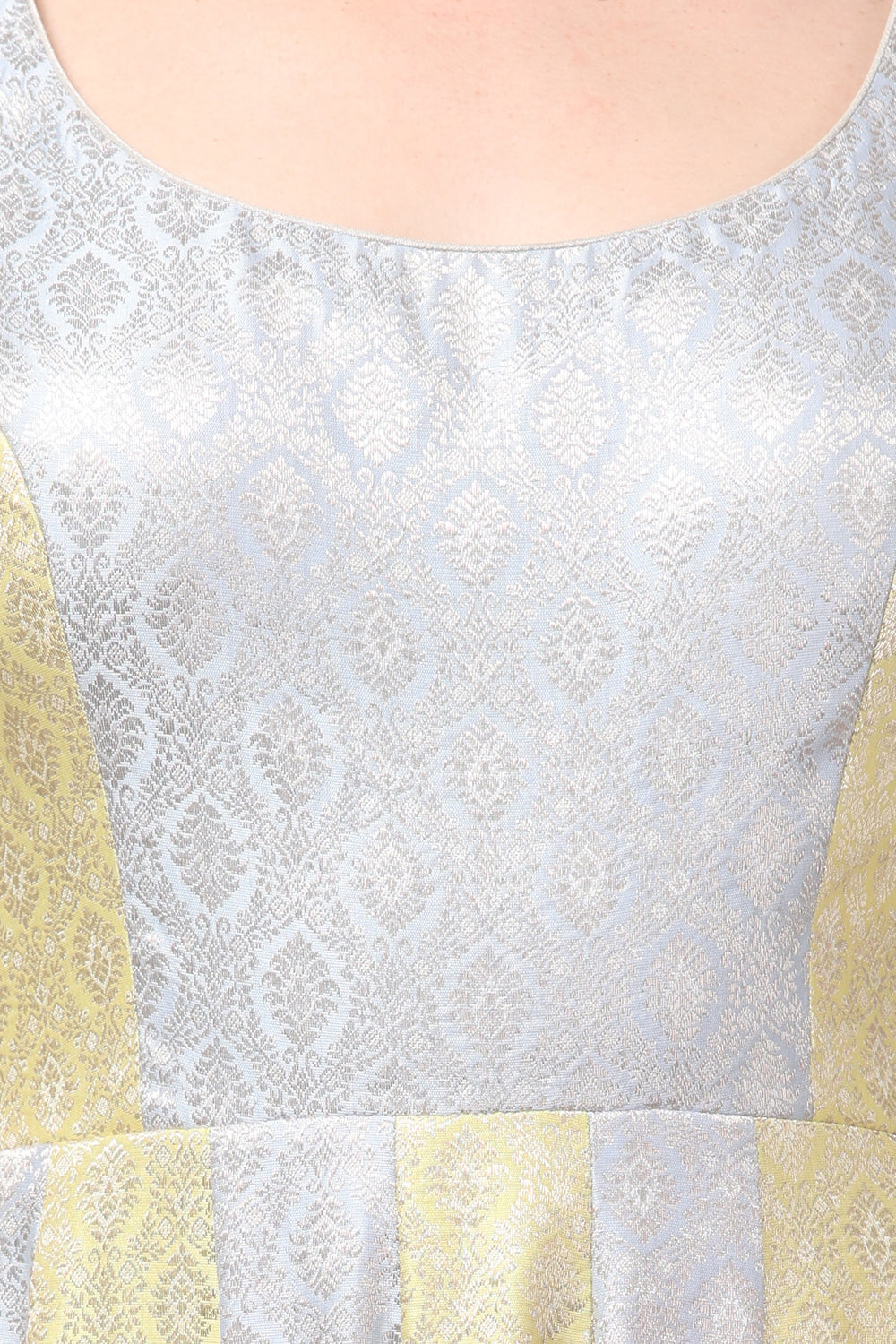 Two Tone Brocade Anarkali Gown with Dupatta