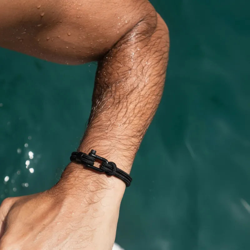 Black Rope Bracelet Malibu - By Qivii