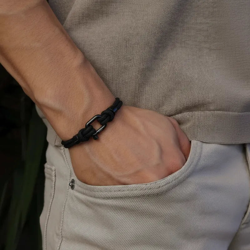 Black Rope Bracelet Malibu - By Qivii