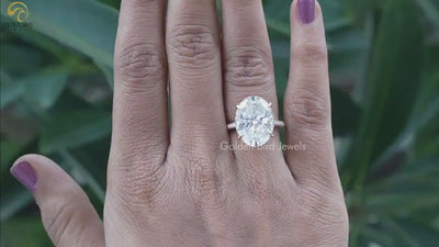 10ct Oval Cut Moissanite Hidden Halo Ring / Yellow Gold - Stunning Engagement Ring Beautiful Gift for Her