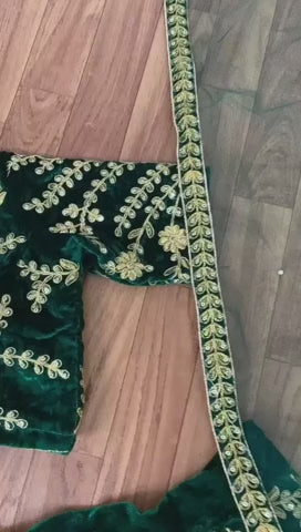 Green Art velvet Embroidered Full Stitched Lehenga With Stitched Blouse
