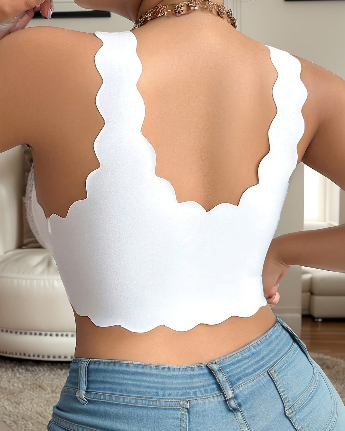 Front Hook Lace Scalloped Edge Plus Size Shapewear Bra