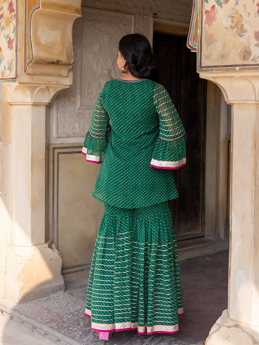 Lush Meadow Green Georgette Garara Set - By Ragavi - qivii