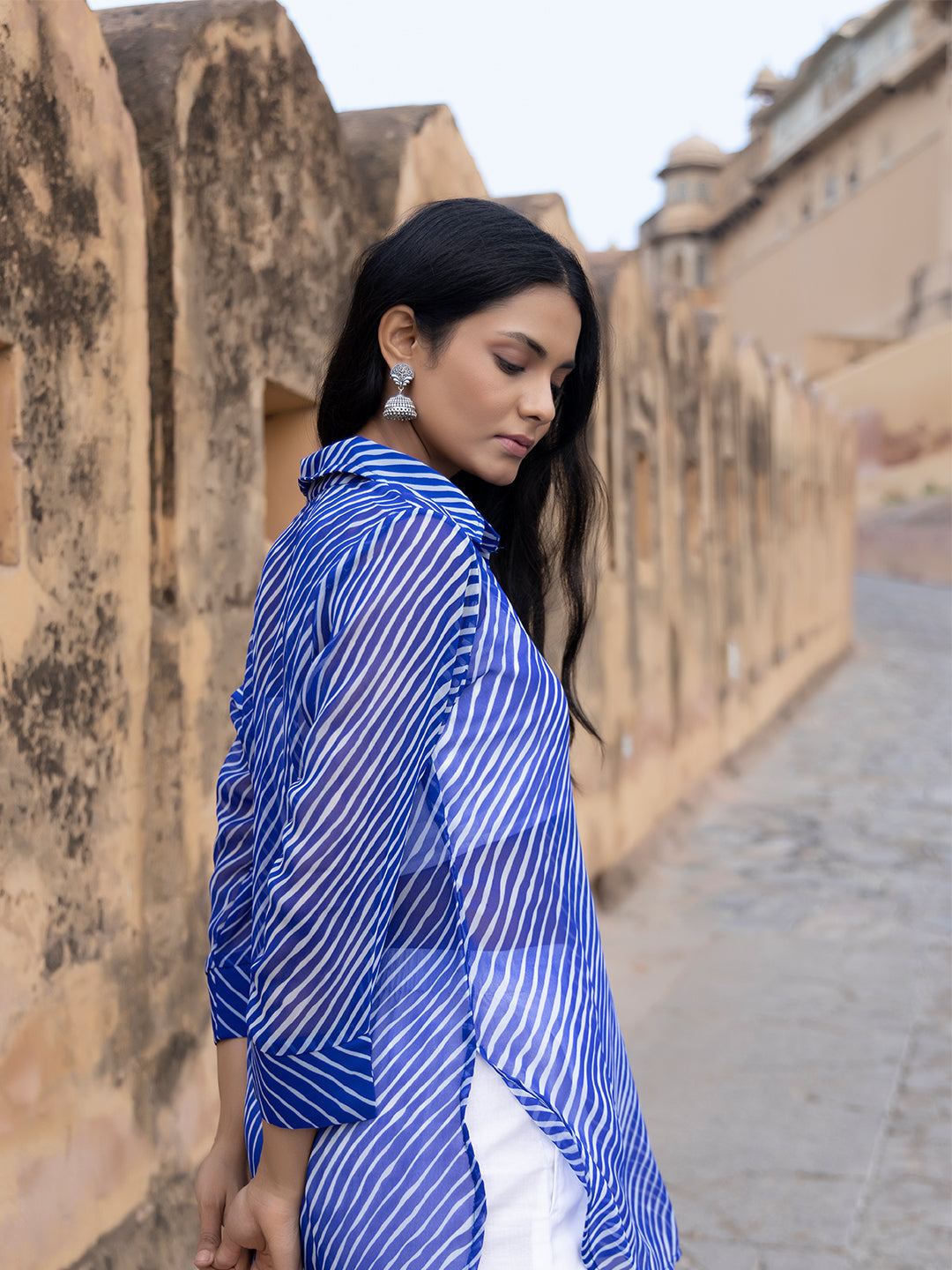 Monika Blue Leheriya Kurta Pants Set - By Ragavi - qivii