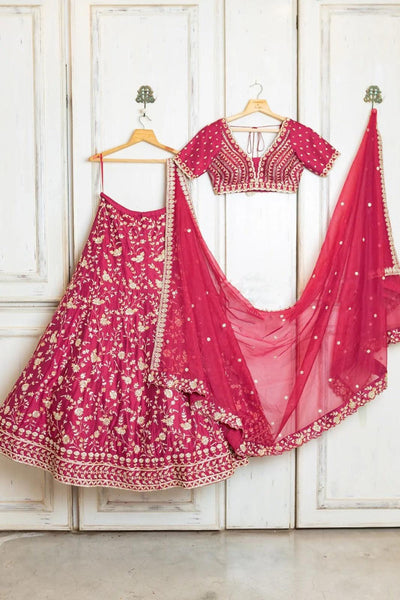 Red Wedding Wear Designer Trendy Embroidered Lehenga Choli | Readyto wear - qivii