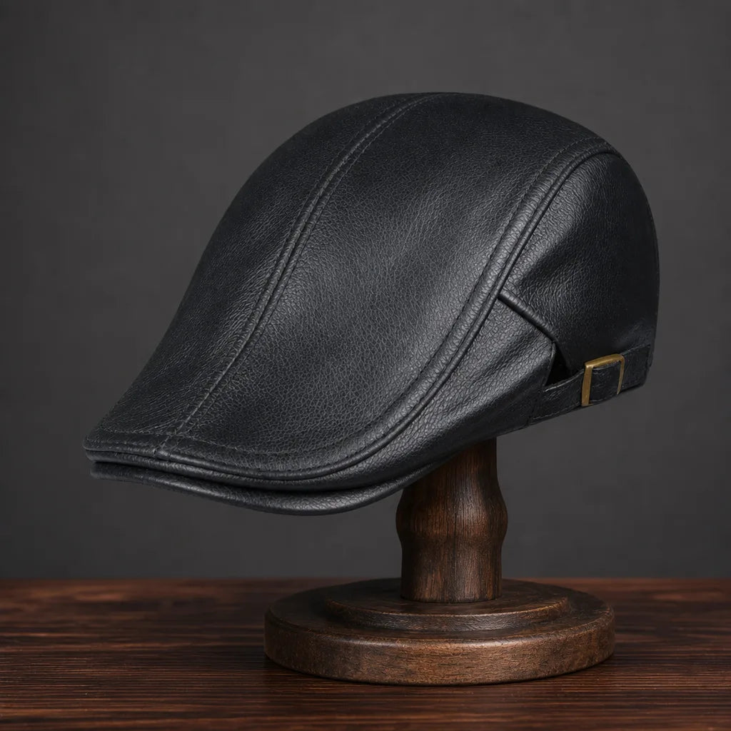 Reed Leather Flat Cap