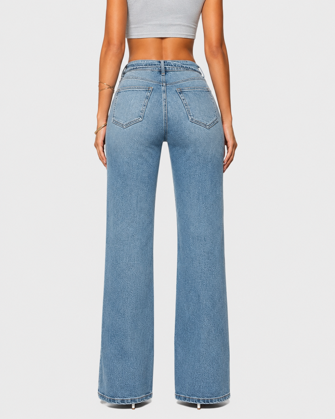 High Waist Big Cargo Pockets Wide Leg Jeans - By Qivii