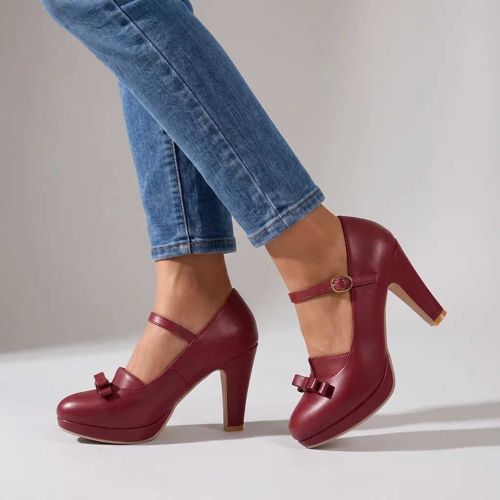 Red Ruby women's Mary Jane heels by Hudson Ridge, stylish women's footwear with a classic strap design and comfortable heel.