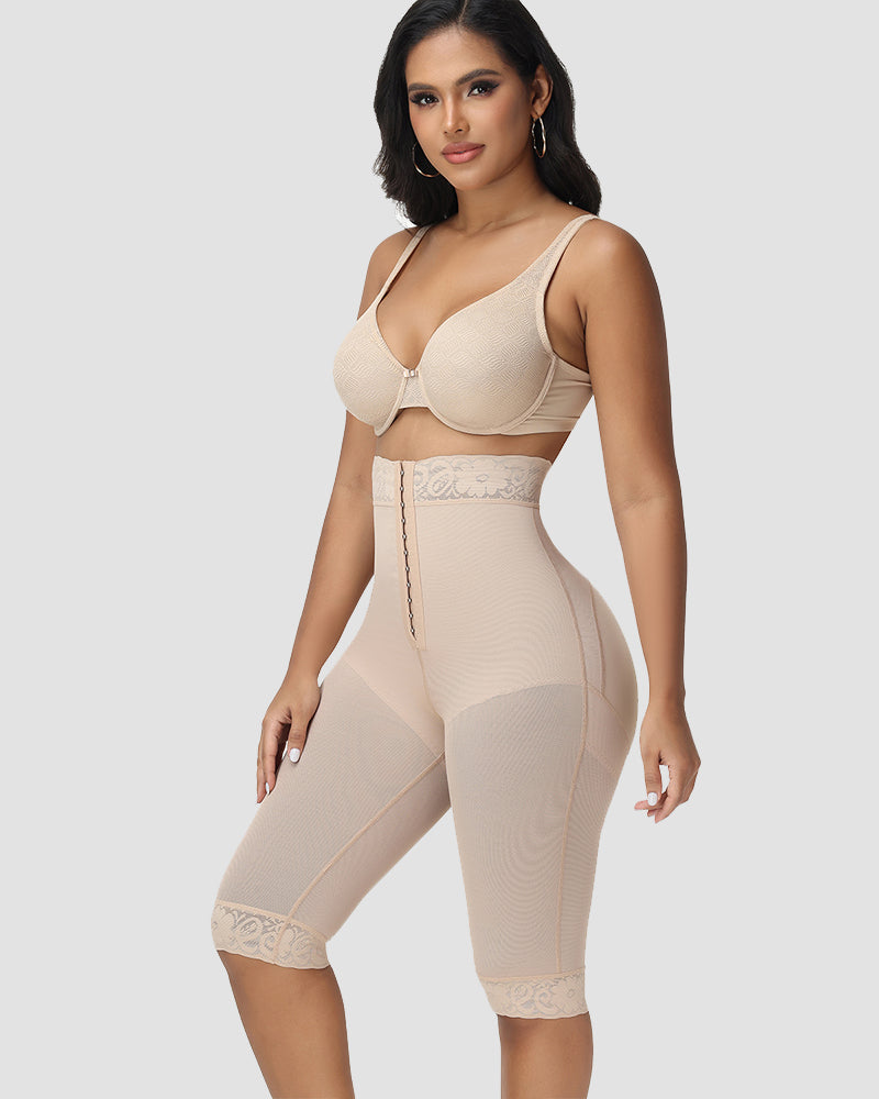 Shapshe® High Waisted Lace Trim Tummy Control Thigh Slimmer