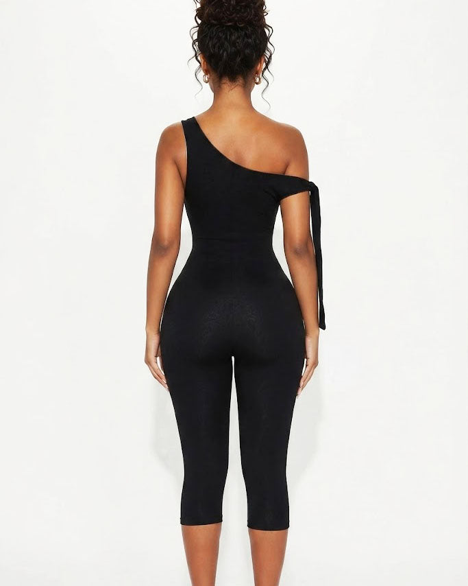 Off Shoulder Curvy Body Capri Jumpsuit - By Qivii