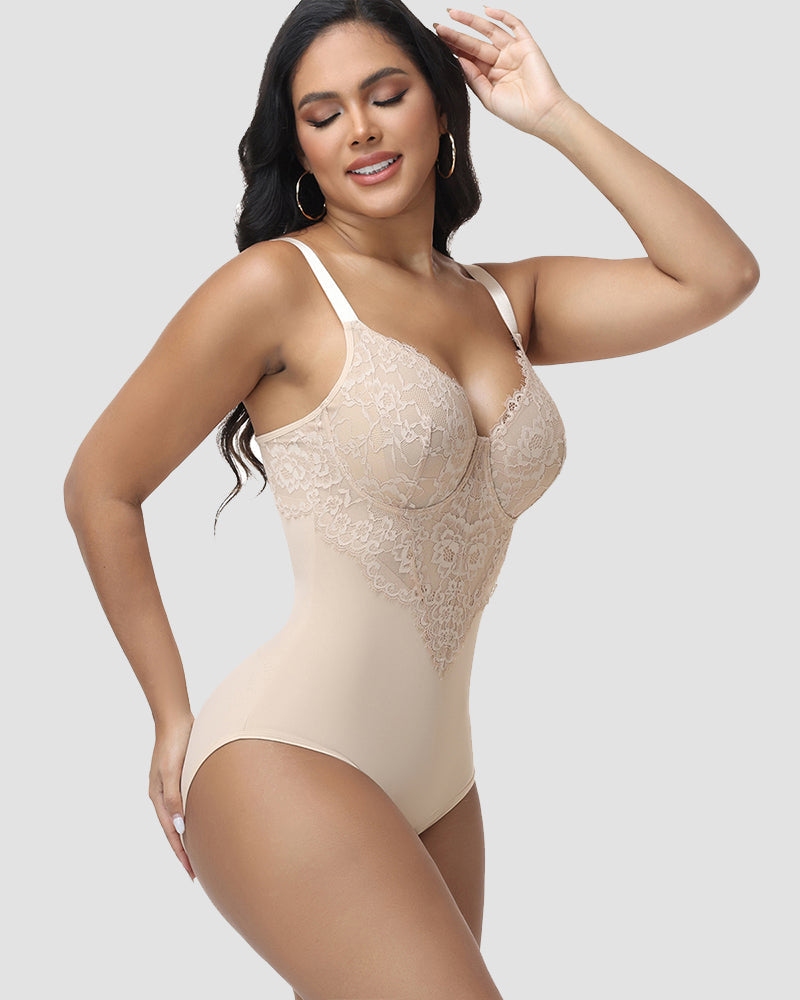 Shapshe® Sexy Lace Floral Hip Lift Shapewear Bodysuit - By Qivii