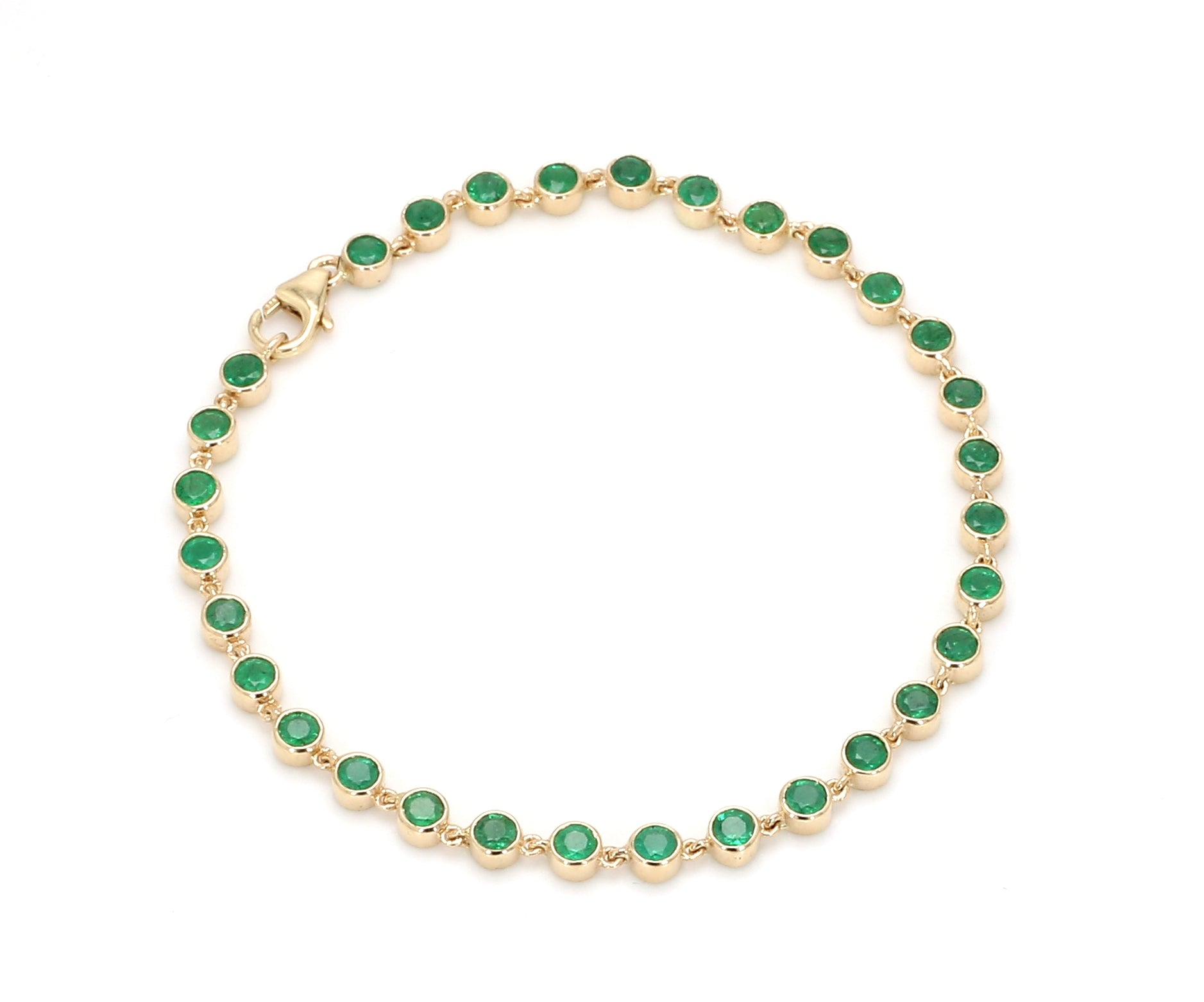 Emerald Round Link Chain Bracelet