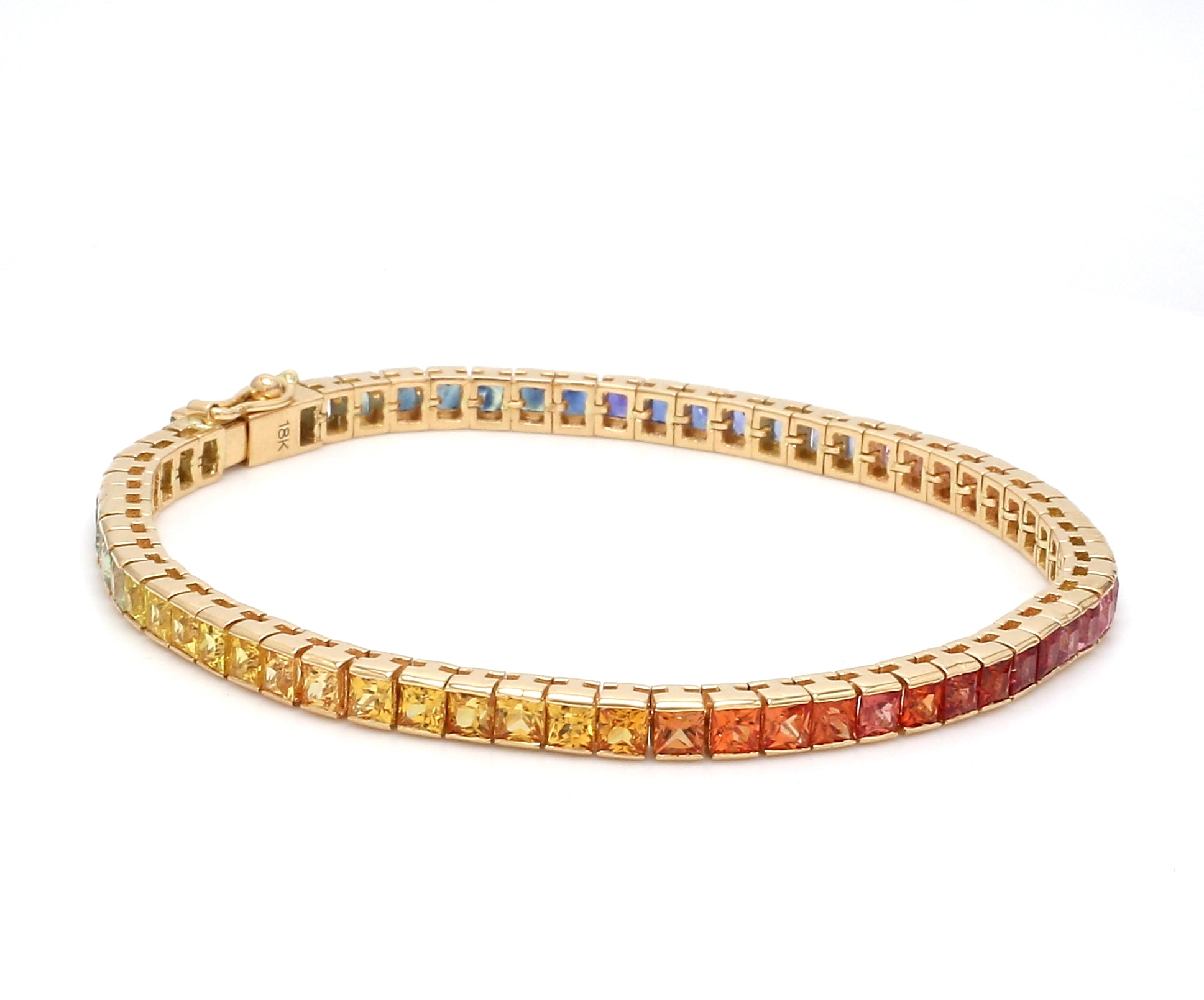 Rainbow Sapphire Princess Cut Bracelet