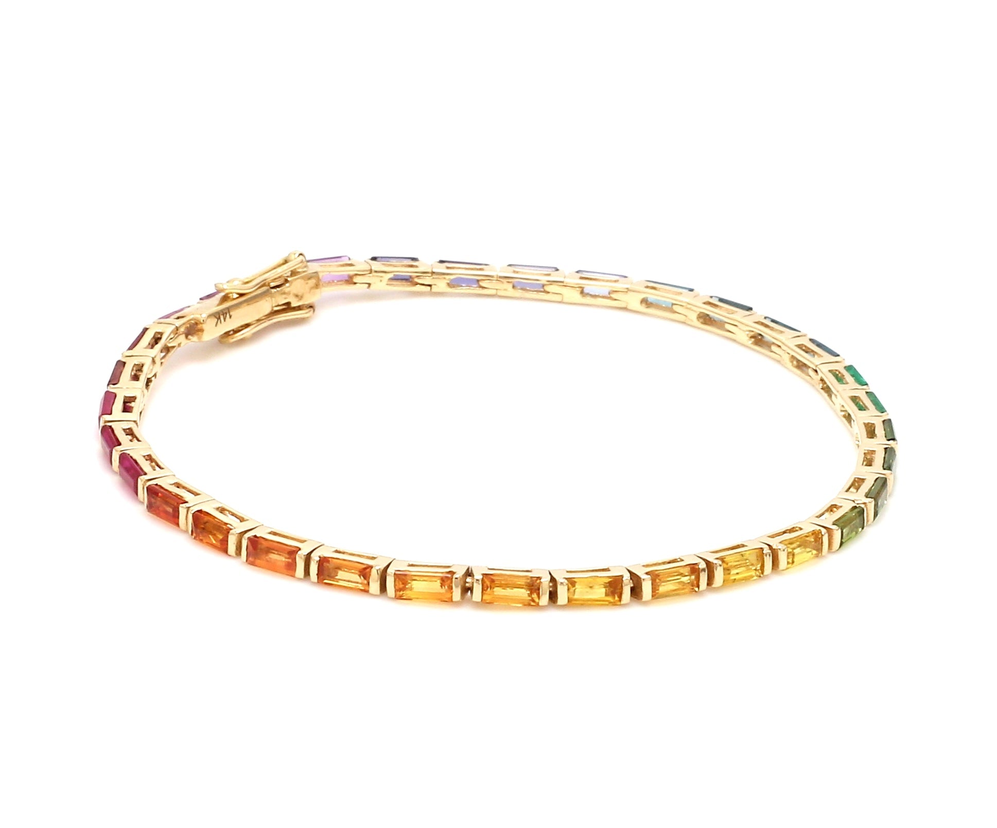 Rainbow Gemstone Baguette Bracelet