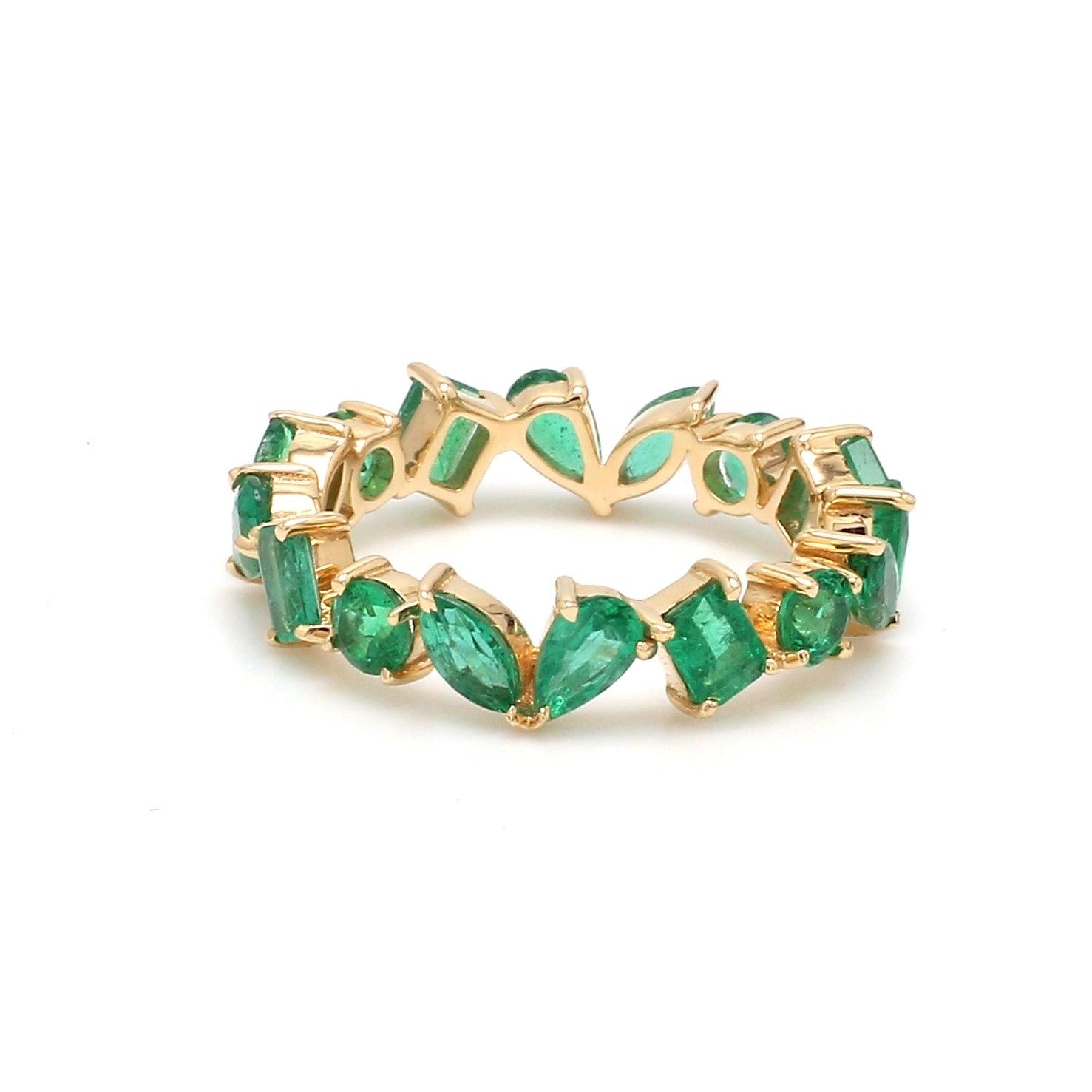 Emerald Mix Shape Eternity Band Ring