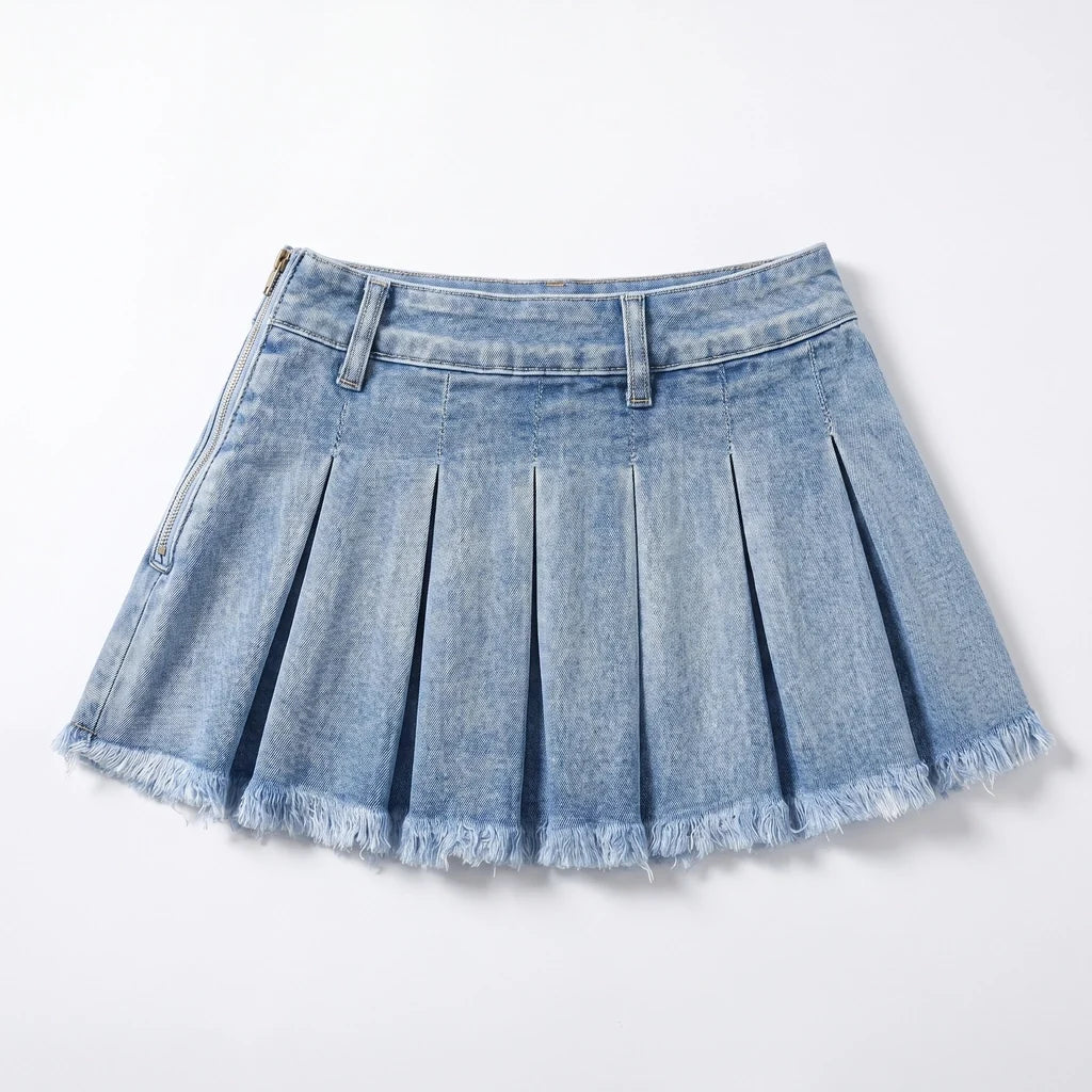 Sasha Denim Pleated Mini
