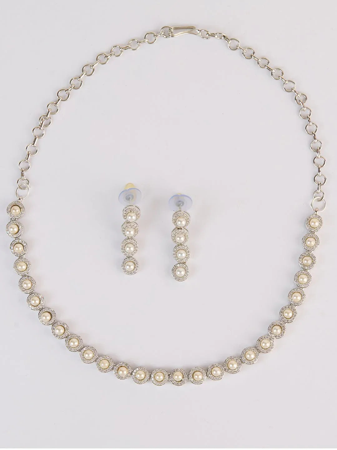 Silver Plated American Diamond Necklace for Women