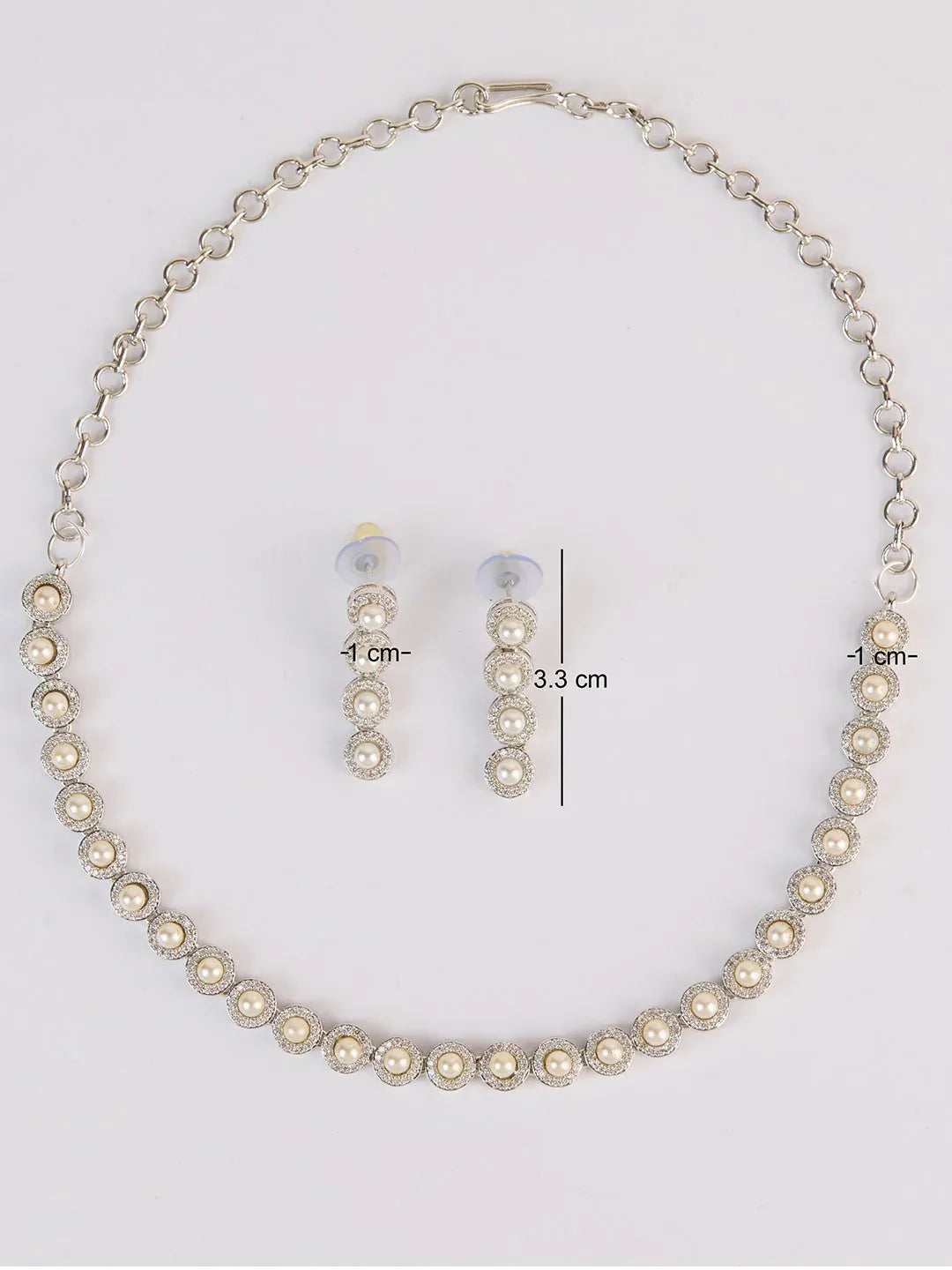 Silver Plated American Diamond Necklace for Women