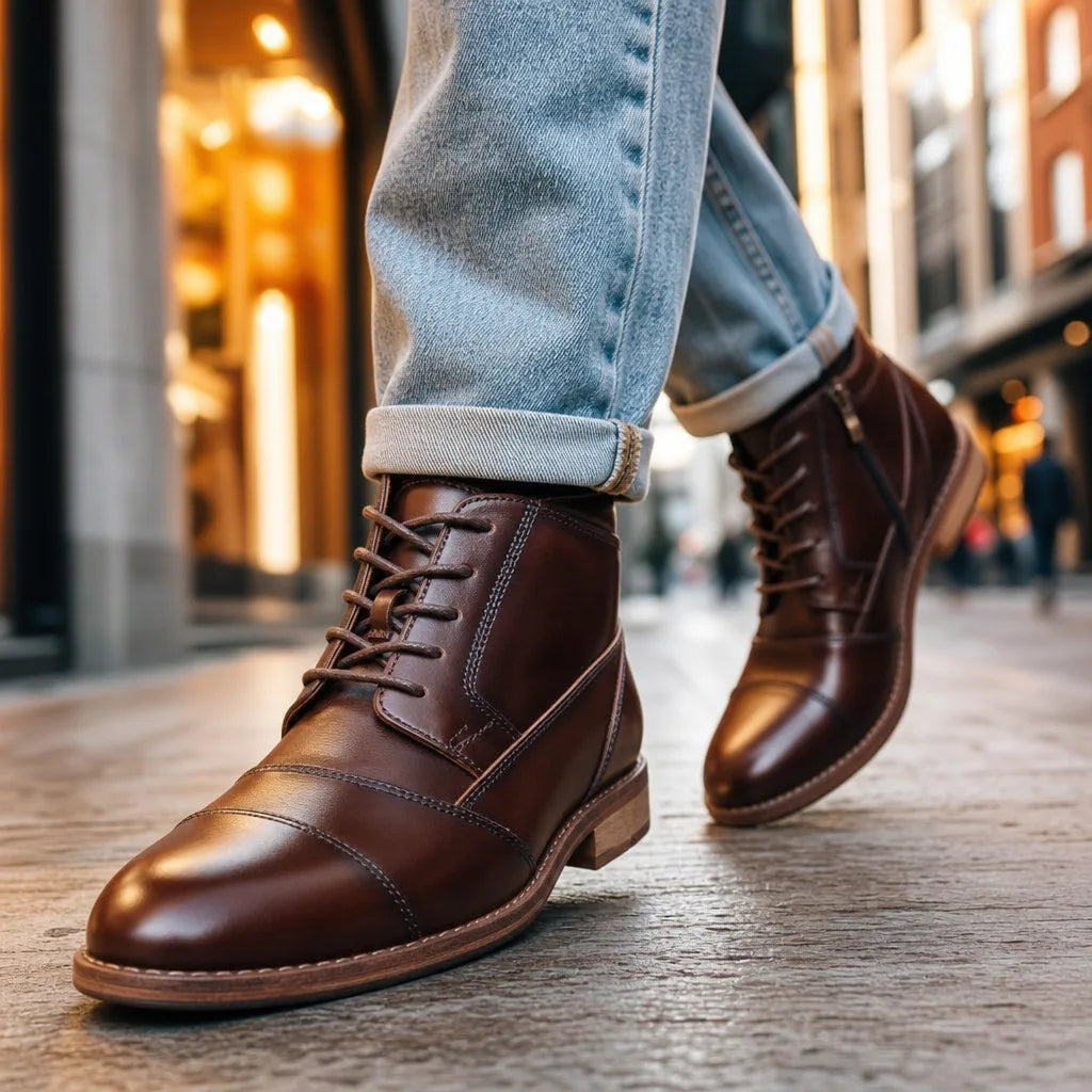 Sinclair Ankle Cap-Toe Derby Boots