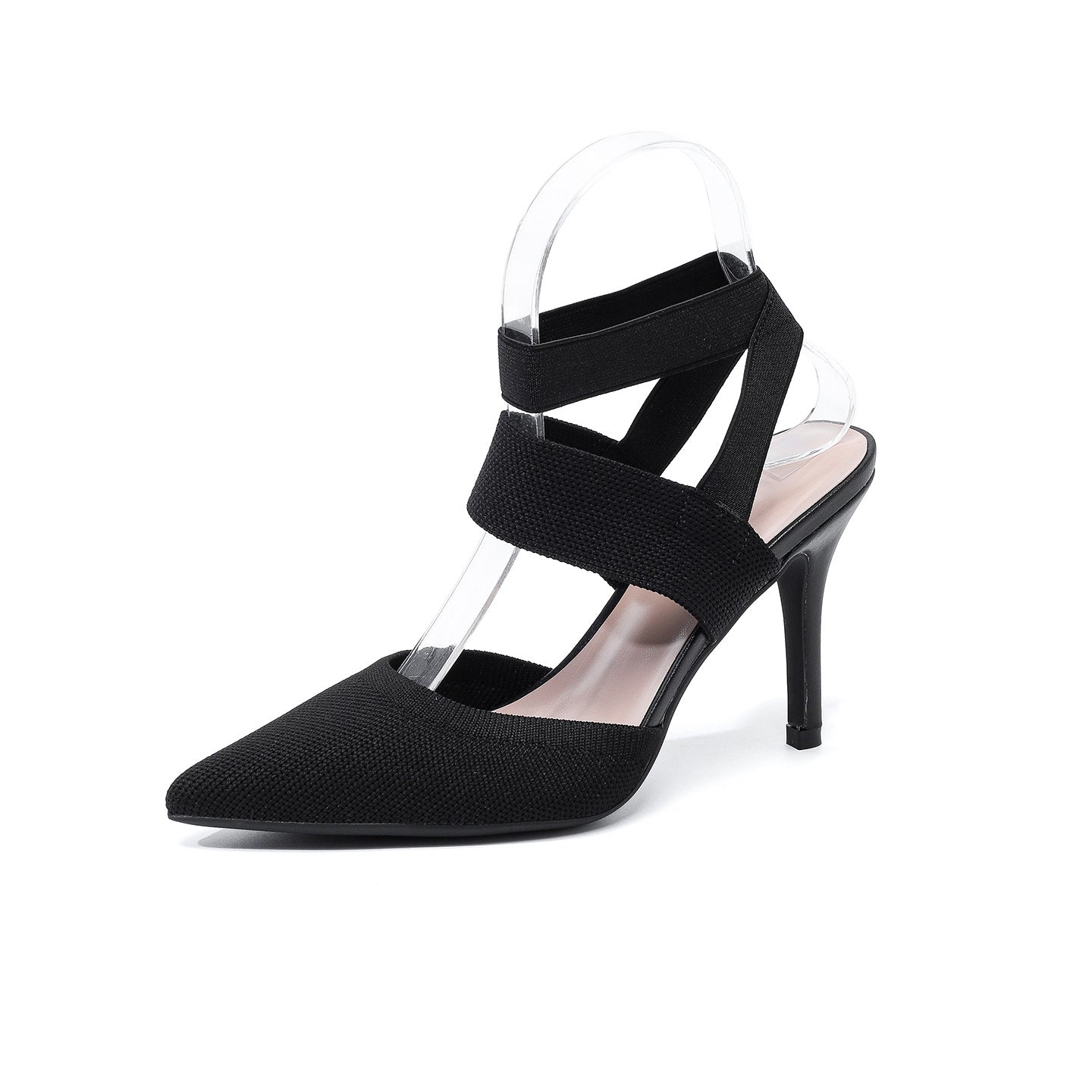 Women’s Amara Fabric Ankle-Strap Stiletto Pumps – Pointed-Toe Hollow Side Elegant Heels (US 4–10.5)