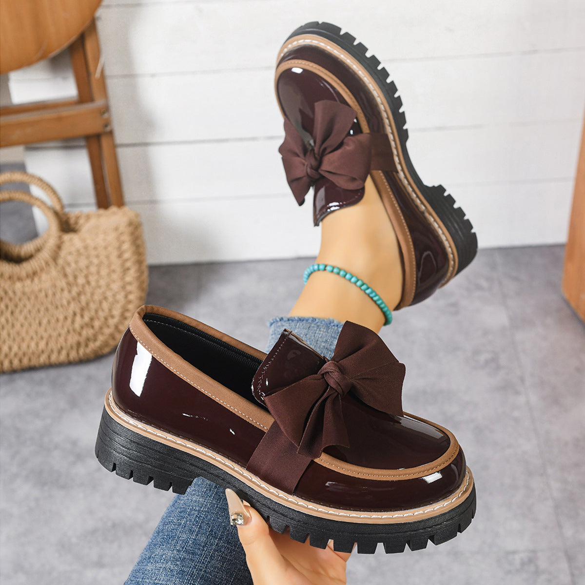 Women’s Bowline Slip-On Loafers – Contrast Stitch Flat Shoes (US 5–10.5)