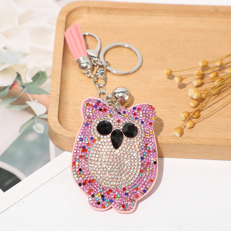 Ounamei Rhinestone Owl Keychain | Crystal Tassel Bag Charm