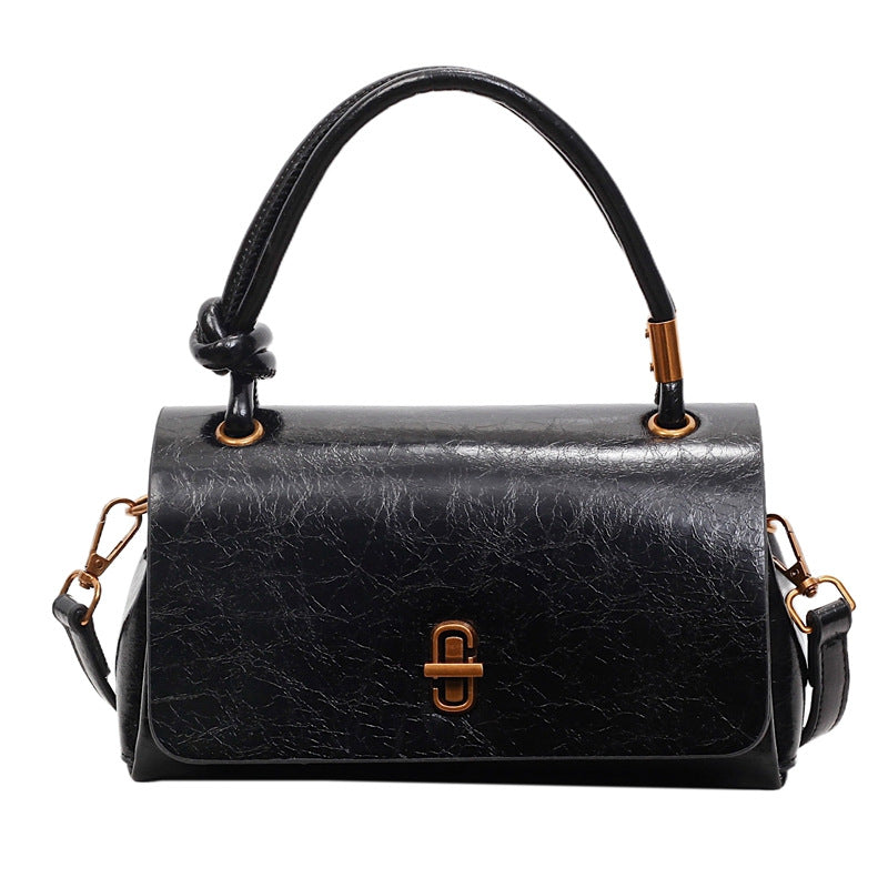 Women’s Lumière Mini Flap Bag – Glossy Waxed PU Leather, Metallic Lock Chain Shoulder & Crossbody Bag