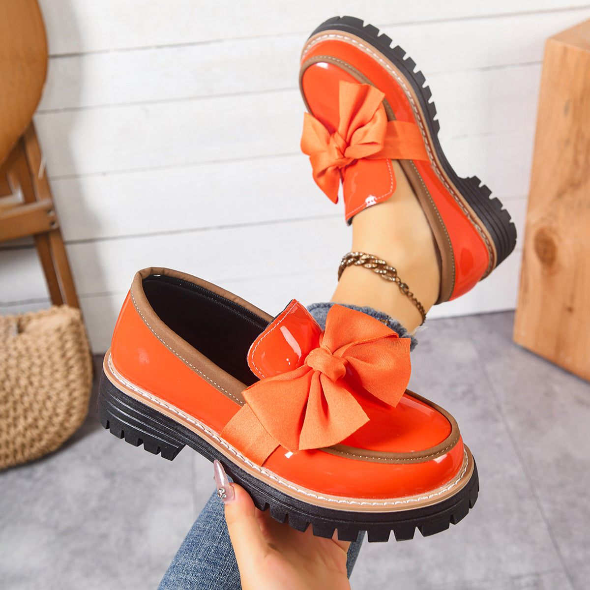 Women’s Bowline Slip-On Loafers – Contrast Stitch Flat Shoes (US 5–10.5)