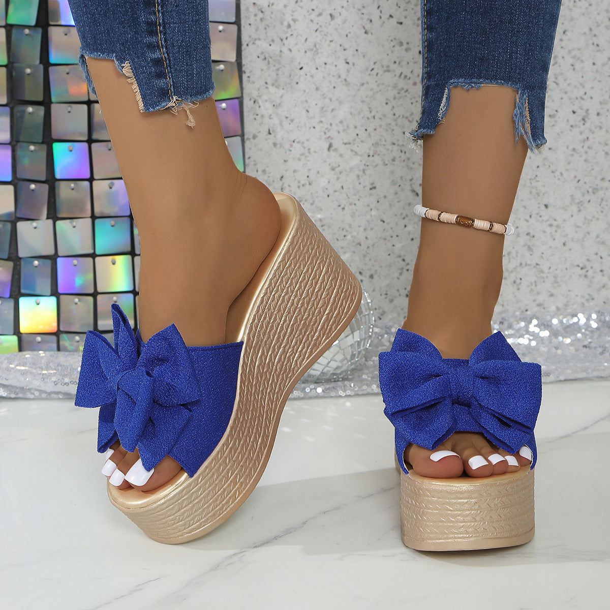 Women’s BowBella Platform Wedge Sandals – Chunky Flatform Summer Shoes (US 4–10.5)