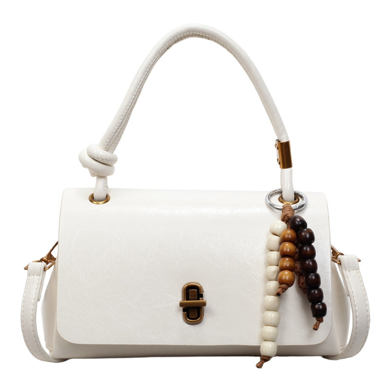 Women’s Lumière Mini Flap Bag – Glossy Waxed PU Leather, Metallic Lock Chain Shoulder & Crossbody Bag